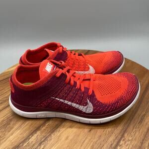 Nike Free Flyknit 4.0 Shoes Womens Size 8.5 Red Running Comfort Walking Sneakers